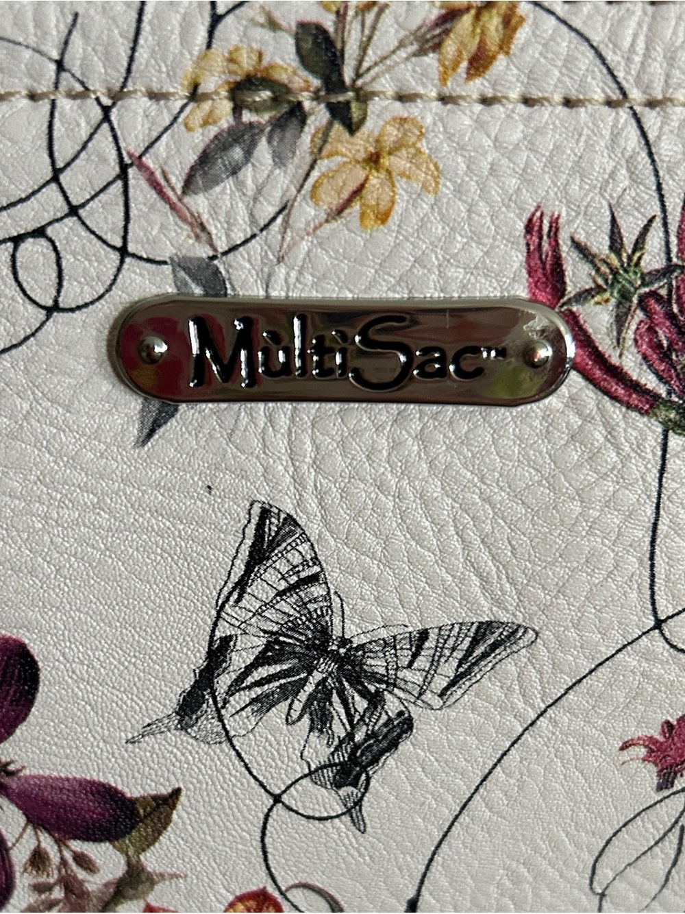 MultiSac Floral Print Shoulder Bag with Tan Trim - Picture 3 of 7